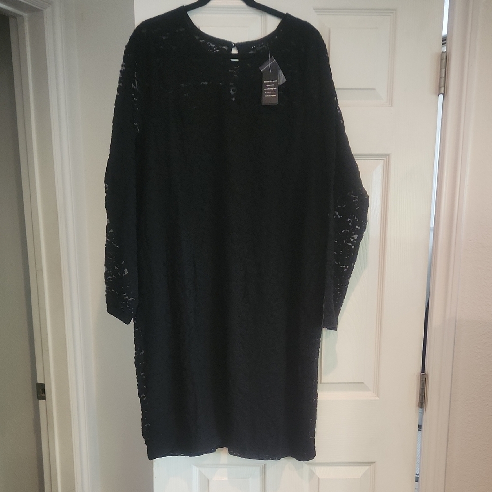 NWT Torrid Sz 4 Black At The Knee Pretty Plush Lace Bodycon Dress New